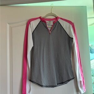 Jofit Black and White Patterned Long Sleeve with Pink Accents